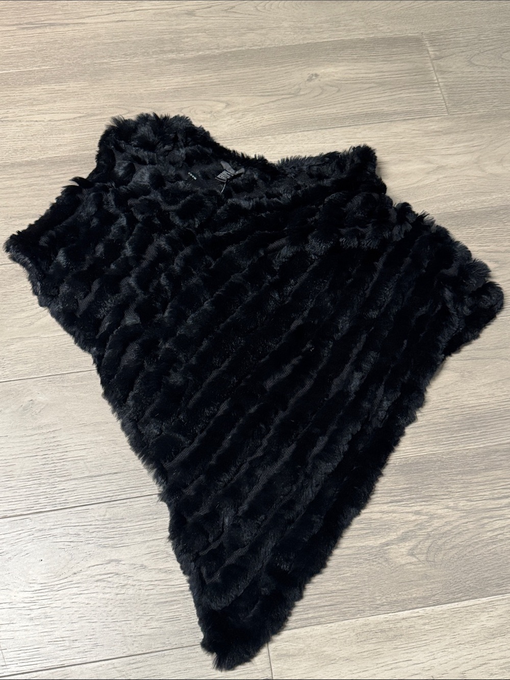 WD.NY Black Faux Fur Poncho